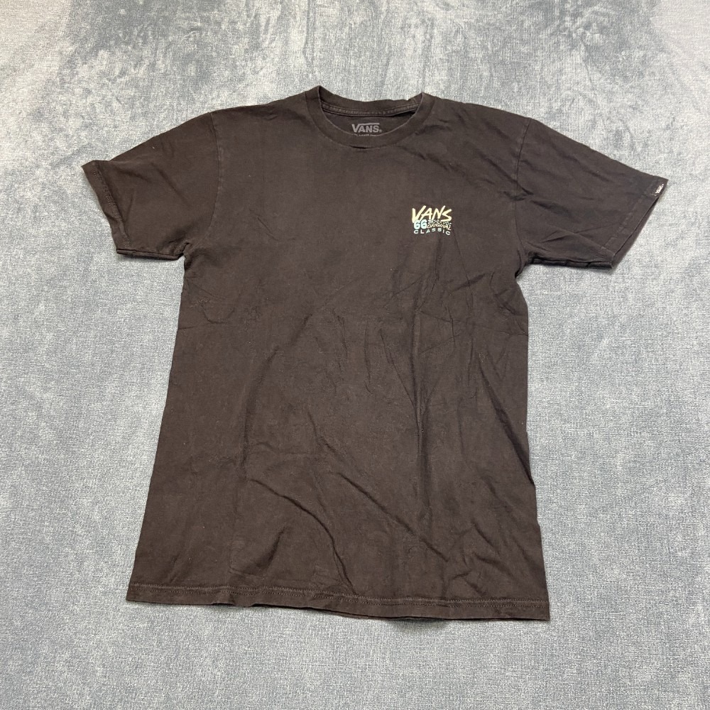 Vans Off The Wall T-Shirt Men Small Black Cotton Dark Wash Graphic Everyday Wear